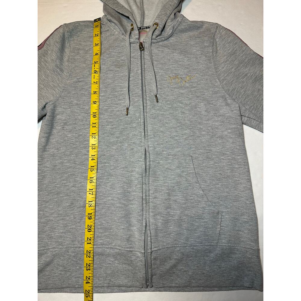 Juicy Couture Women’s Large Zip Up Hoodie Sweatshirt Sparkly Striped Sleeves - Picture 5 of 8
